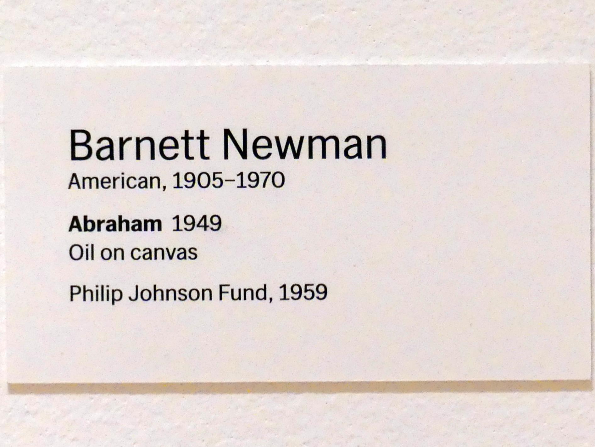 Barnett Newman (1946–1970), Abraham, New York, Museum of Modern Art (MoMA), Saal 404, 1949, Bild 2/2