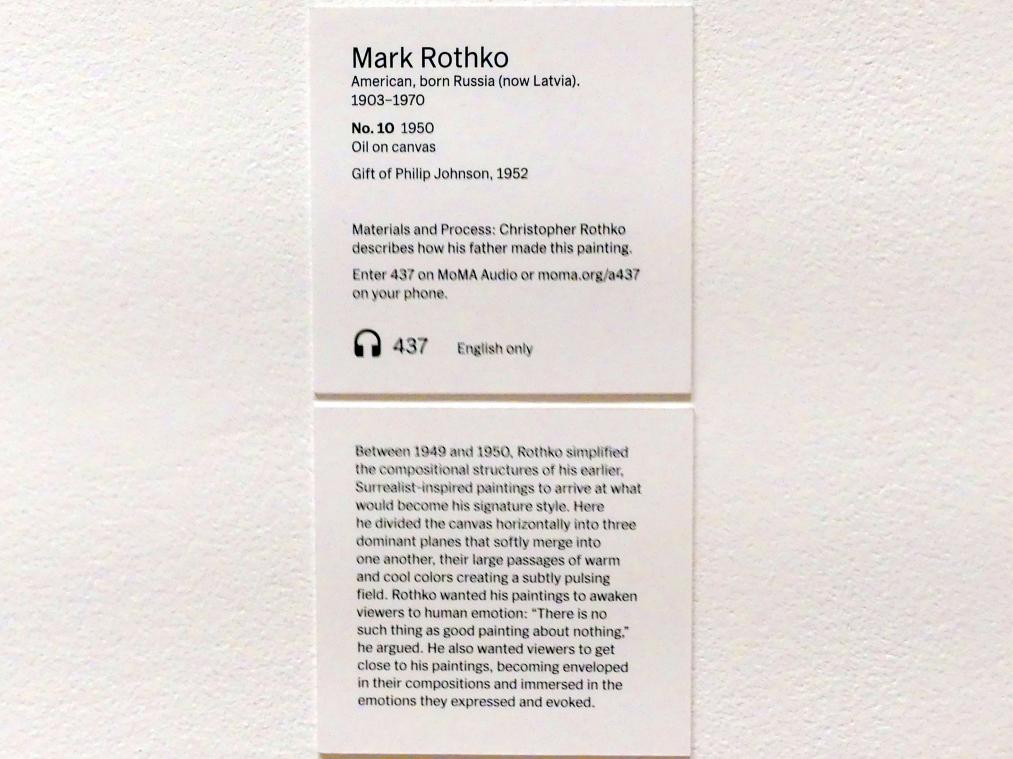 Mark Rothko (1944–1969), Nr. 10, New York, Museum of Modern Art (MoMA), Saal 404, 1950, Bild 2/2