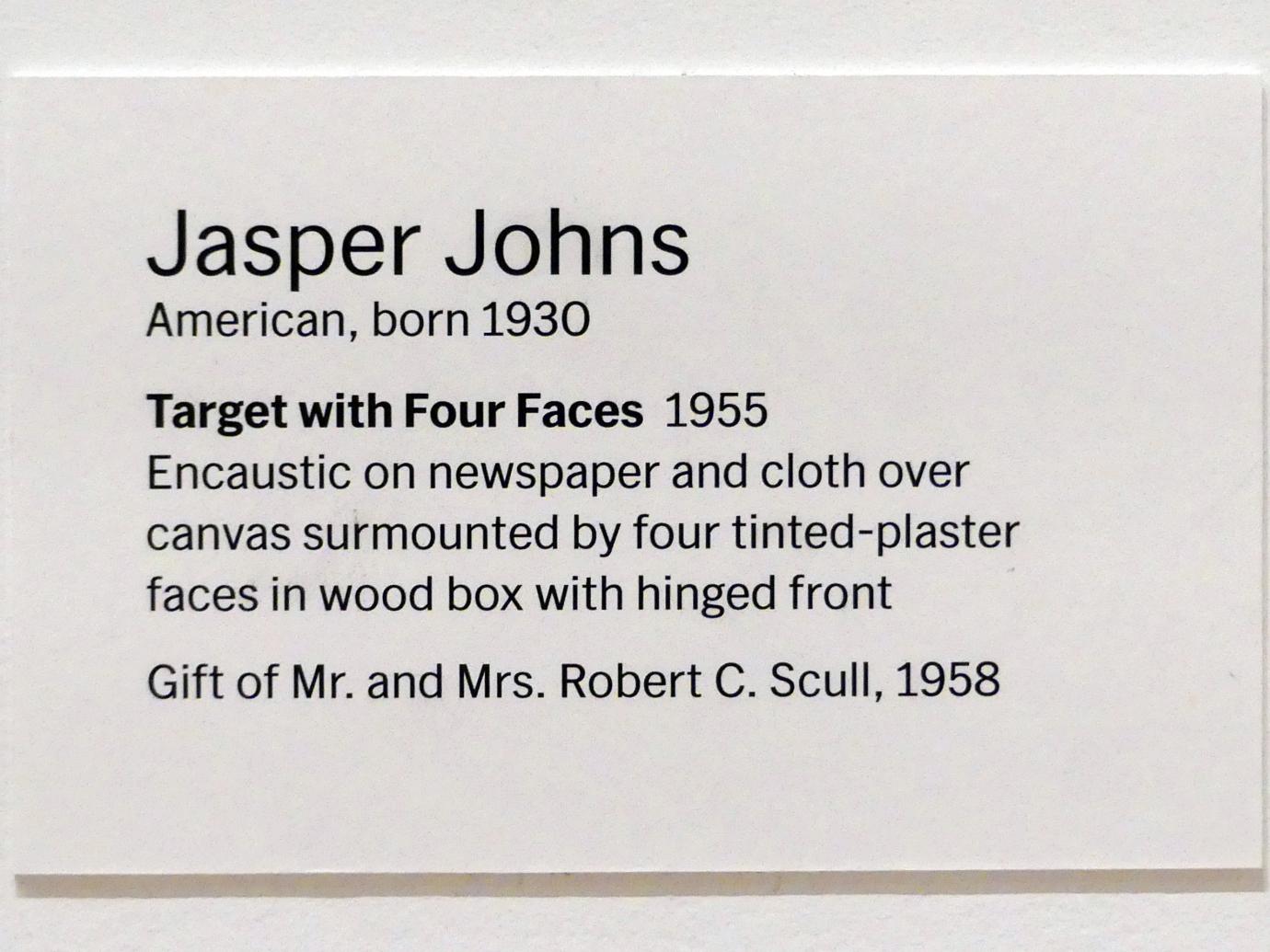 Jasper Johns (1954–1969), Ziel mit vier Gesichtern, New York, Museum of Modern Art (MoMA), Saal 408, 1955, Bild 3/3