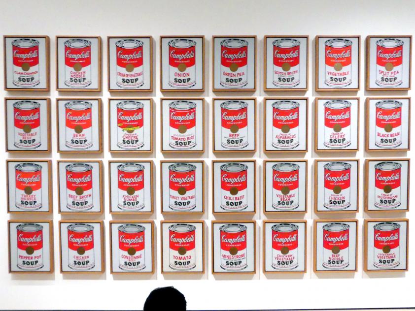 Andy Warhol (1956–1986), Campbells Suppendosen, New York, Museum of Modern Art (MoMA), Saal 412, 1962, Bild 1/2