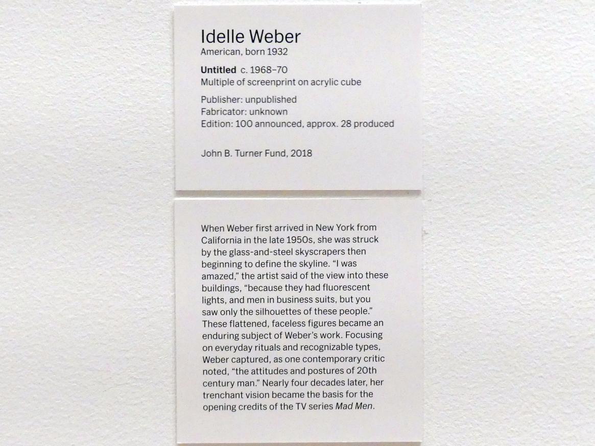 Idelle Weber (1969), Ohne Titel, New York, Museum of Modern Art (MoMA), Saal 412, um 1968–1970, Bild 3/3