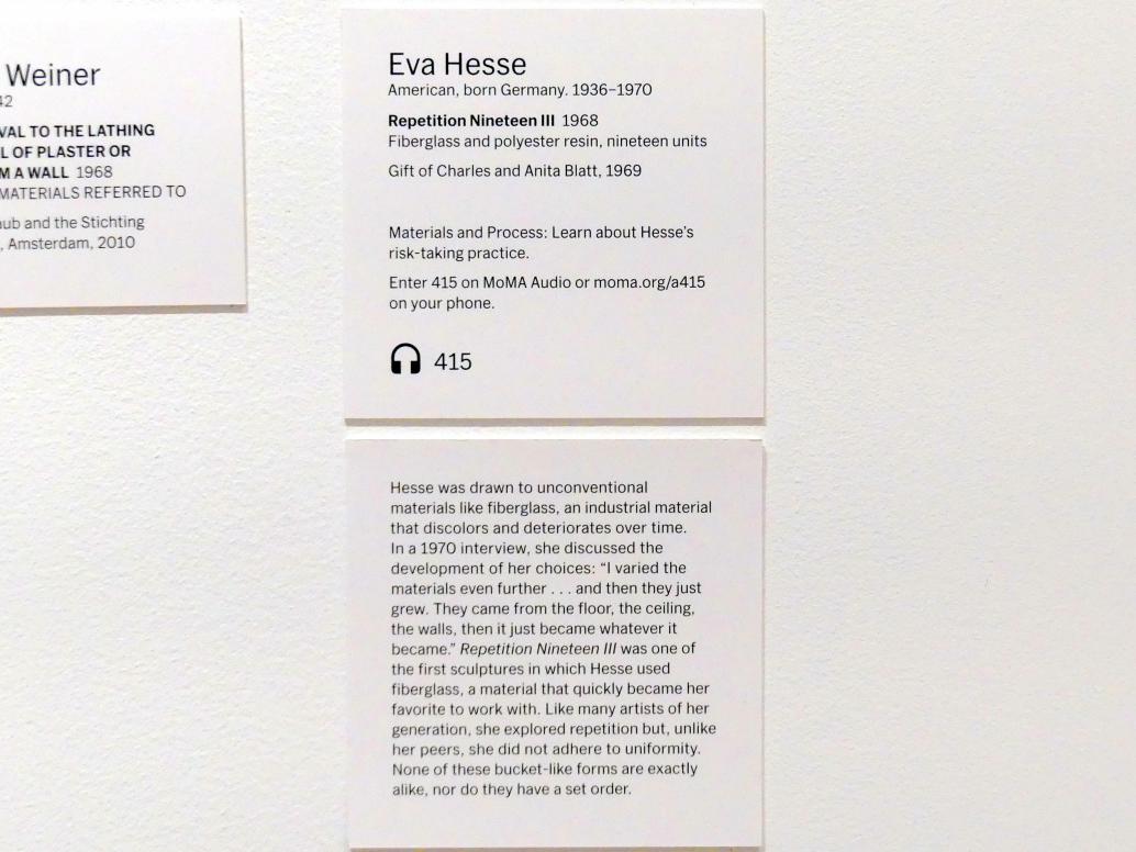 Eva Hesse (1960–1968), Wiederholung Neunzehn III, New York, Museum of Modern Art (MoMA), Saal 413, 1968, Bild 4/4