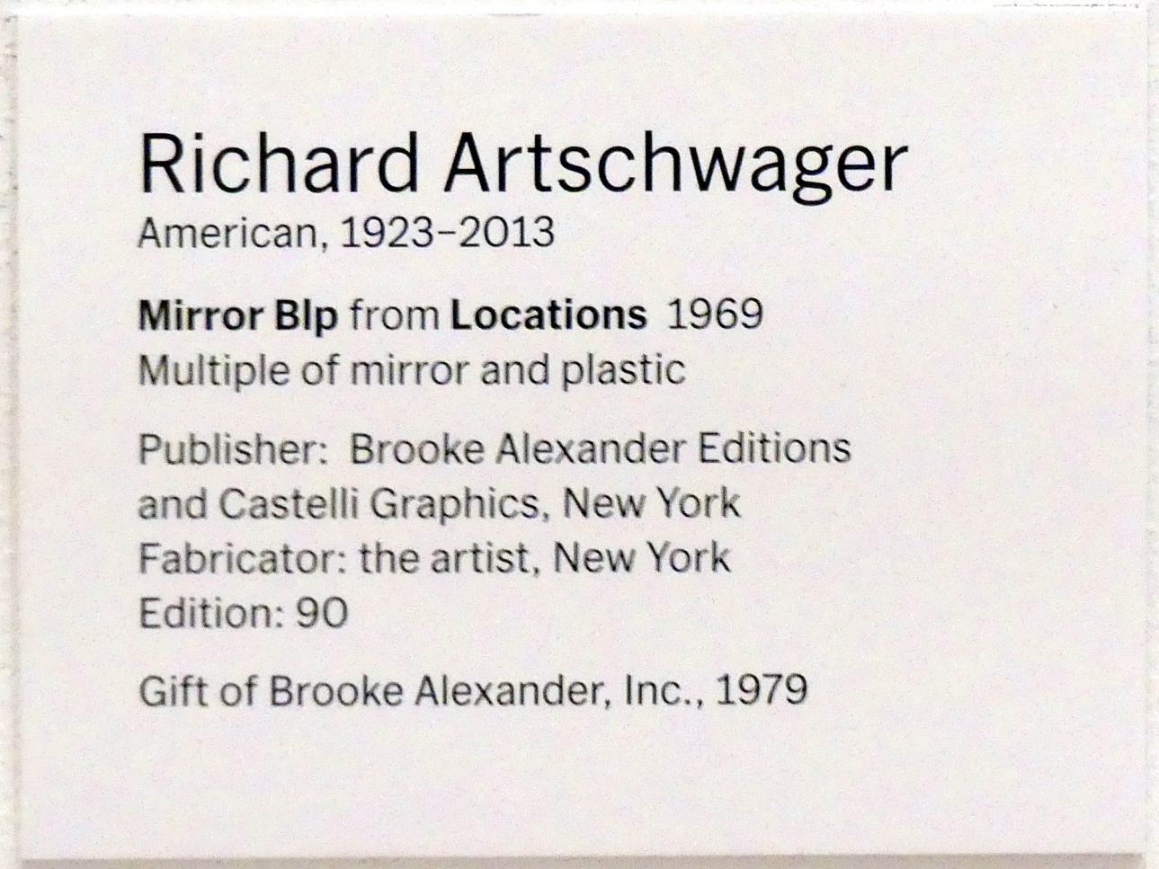Richard Artschwager (1963–1969), Standorte 1969: Mirror Blp, New York, Museum of Modern Art (MoMA), Saal 413, 1969, Bild 3/3