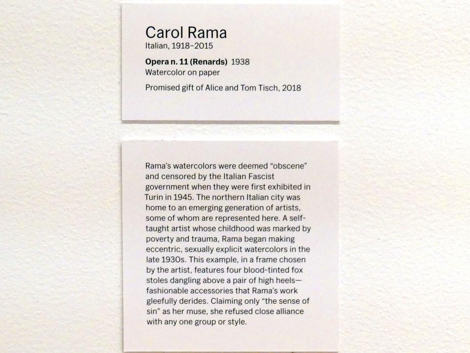 Carol Rama (1938–1974), Werk Nr. 11 (Füchse), New York, Museum of Modern Art (MoMA), Saal 413, 1938, Bild 2/2