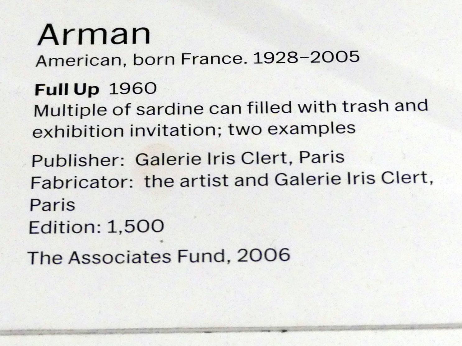 Arman (1960–1999), Full Up, New York, Museum of Modern Art (MoMA), Saal 416, 1960, Bild 2/2