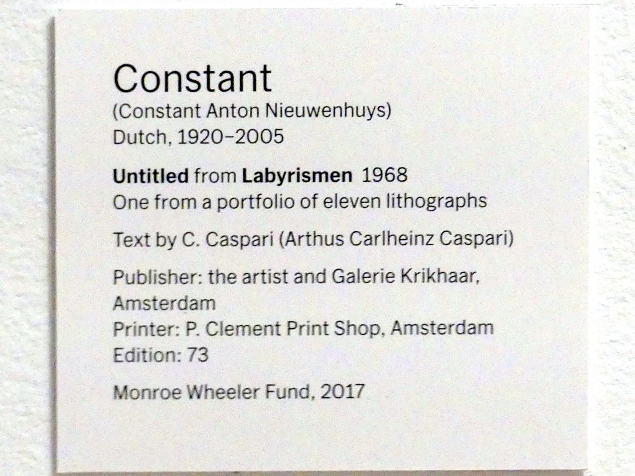 Constant (Constant Anton Nieuwenhuys) (1949–1969), Ohne Titel von Labyrismen, New York, Museum of Modern Art (MoMA), Saal 417, 1968, Bild 2/2