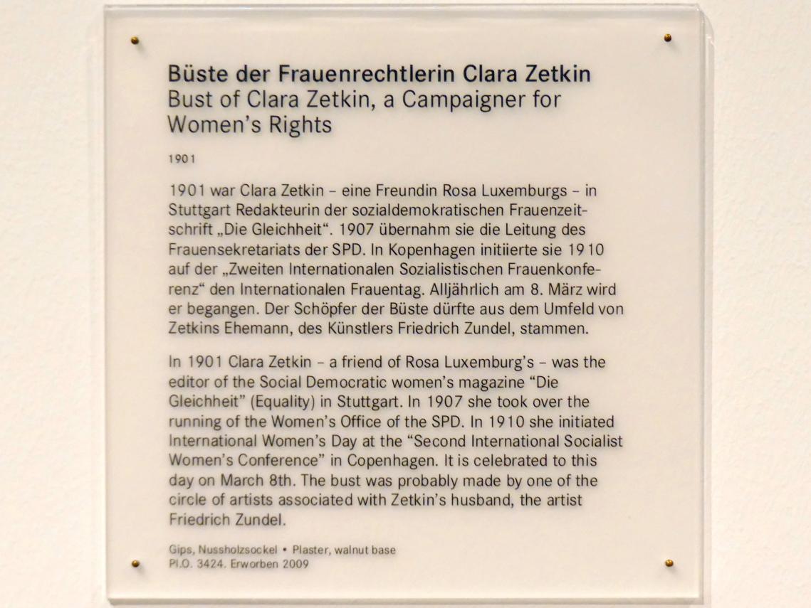 Büste der Frauenrechtlerin Clara Zetkin, Nürnberg, Germanisches Nationalmuseum, Saal 213, 1901, Bild 4/4