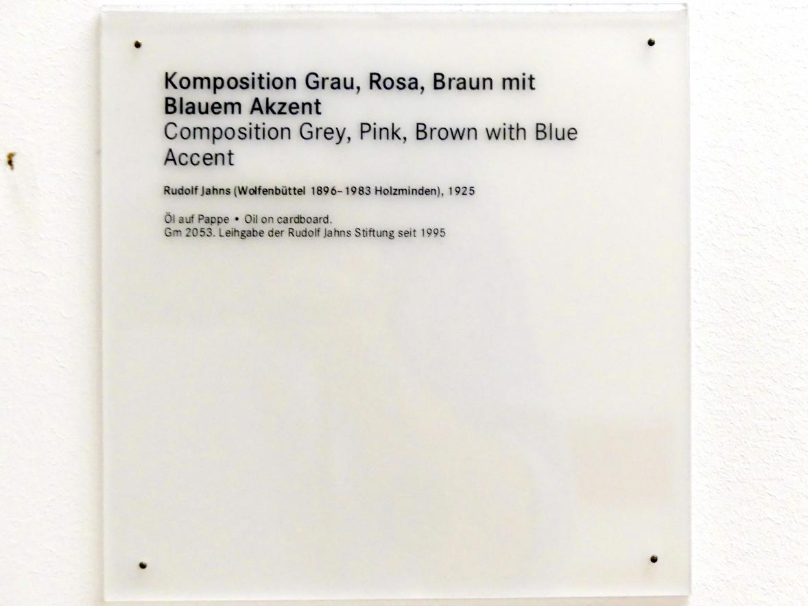 Rudolf Jahns (1925–1931), Komposition Grau, Rosa, Braun mit Blauem Akzent, Nürnberg, Germanisches Nationalmuseum, Saal 214, 1925, Bild 3/3