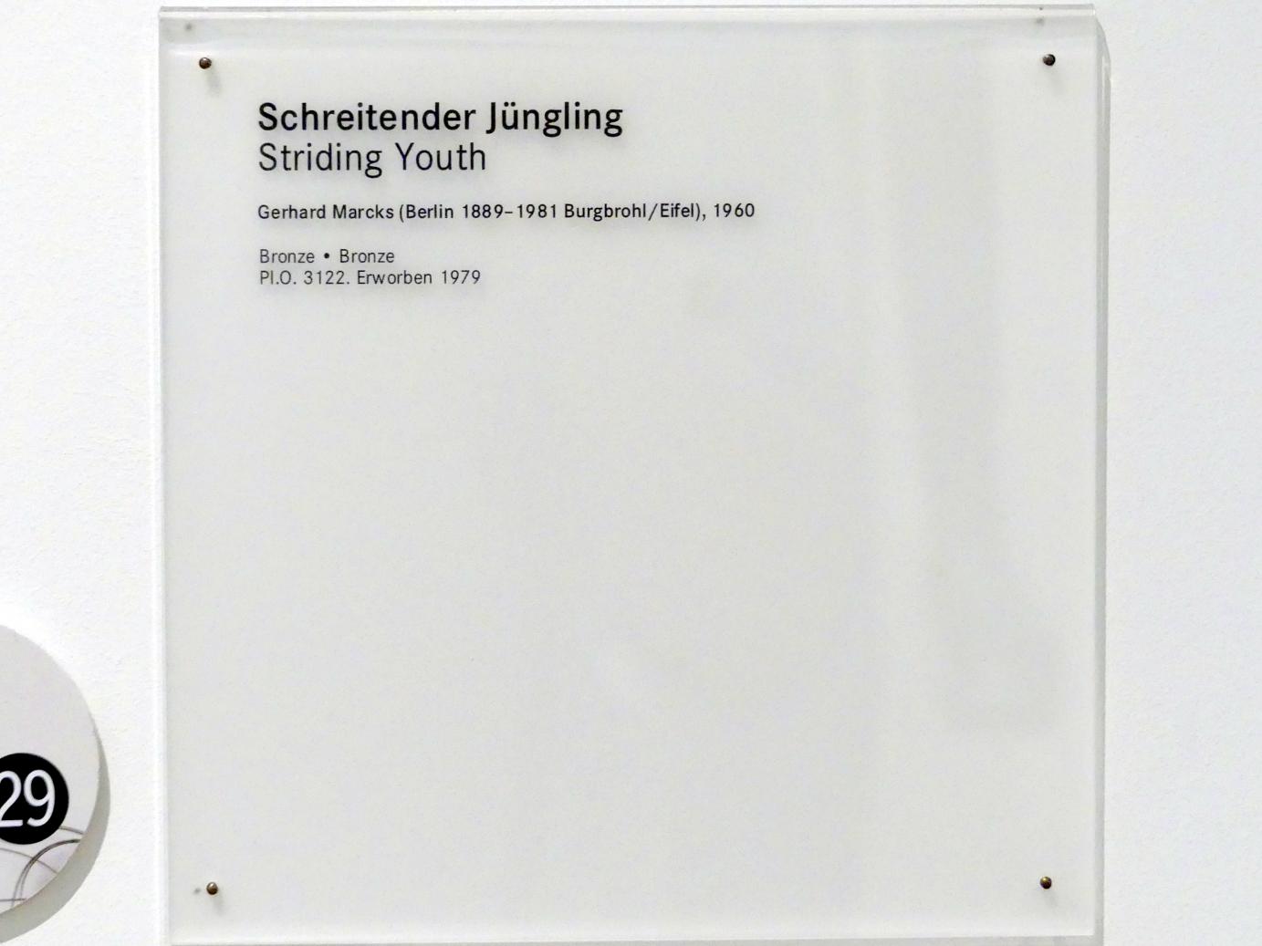 Gerhard Marcks (1932–1975), Schreitender Jüngling, Nürnberg, Germanisches Nationalmuseum, Saal 222, 1960, Bild 6/6