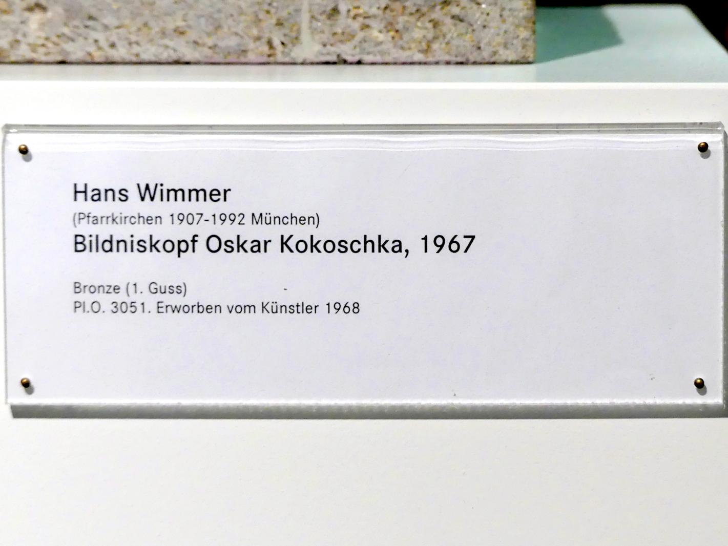 Hans Wimmer (1951–1989), Bildniskopf Oskar Kokoschka, Nürnberg, Germanisches Nationalmuseum, Saal 222, 1967, Bild 4/4