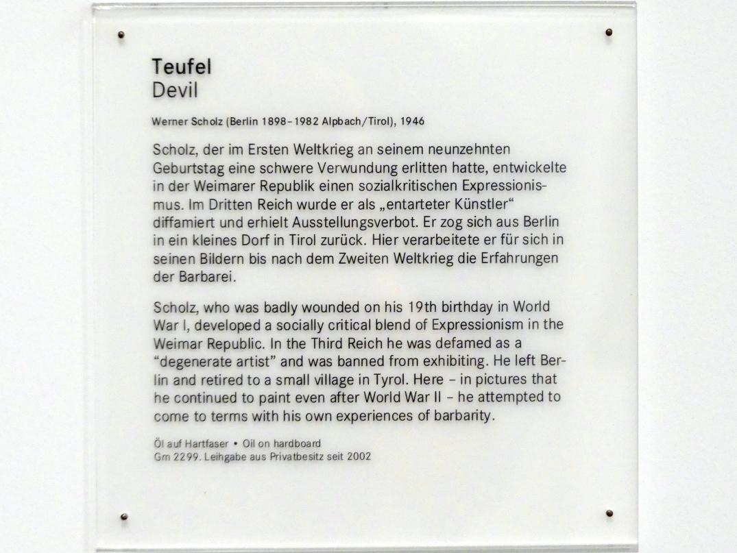 Werner Scholz (1946), Teufel, Nürnberg, Germanisches Nationalmuseum, Saal 222, 1946, Bild 2/2