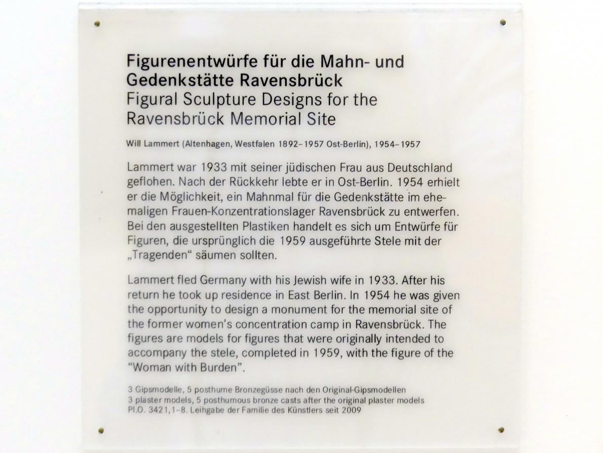Will Lammert (1912–1957), Figurenentwürfe für die Mahn- und Gedenkstätte Ravensbrück, Nürnberg, Germanisches Nationalmuseum, Saal 223, 1954–1957, Bild 4/4