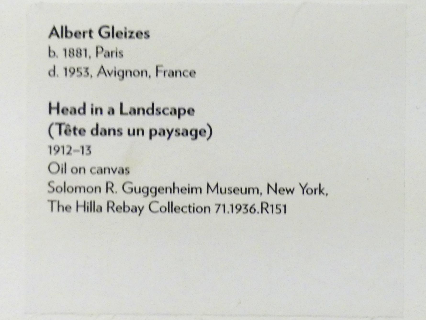 Albert Gleizes (1912–1930), Kopf in einer Landschaft, New York, Solomon R. Guggenheim Museum, Thannhauser Collection, 1912–1913, Bild 2/2