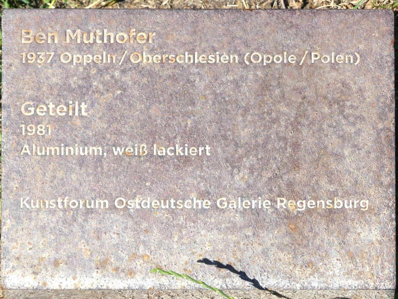 Ben Muthofer (Norbert Muthofer) (1981–1996), Geteilt, Regensburg, Stadtpark, 1981, Bild 3/3