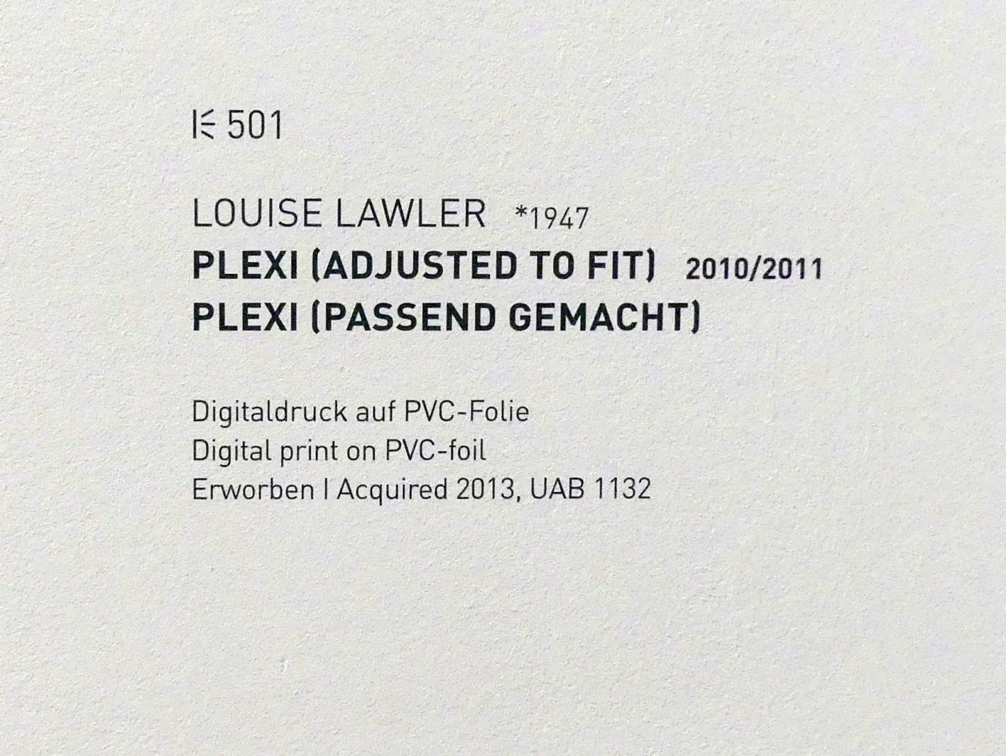Louise Lawler (1990–2011), Plexi (Passend gemacht), München, Museum Brandhorst, Saal 0.2, 2010–2011, Bild 4/5
