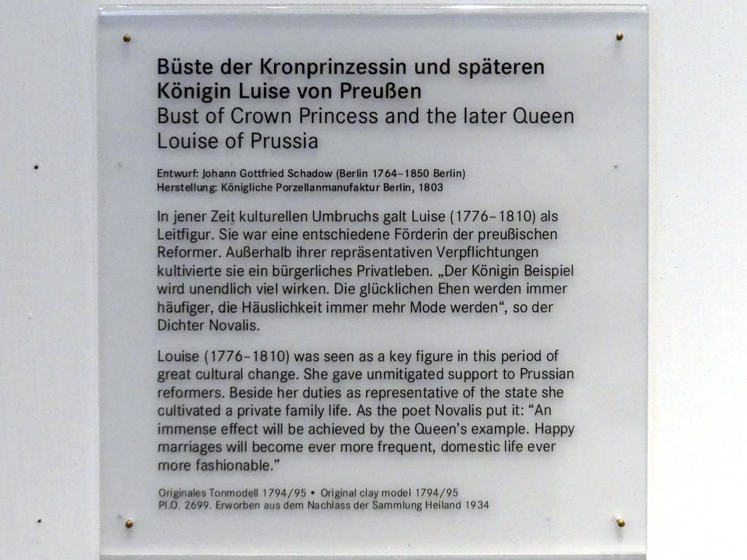 Johann Gottfried Schadow (1789–1826), Büste der Kronprinzessin und späteren Königin Luise von Preußen, Nürnberg, Germanisches Nationalmuseum, 19. Jahrhundert - 1, 1794–1795, Bild 5/5