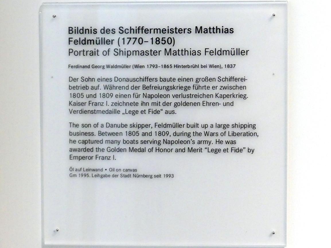 Ferdinand Georg Waldmüller (1819–1864), Bildnis des Schiffermeisters Matthias Feldmüller (1770-1850), Nürnberg, Germanisches Nationalmuseum, 19. Jahrhundert - 13, 1837, Bild 2/2