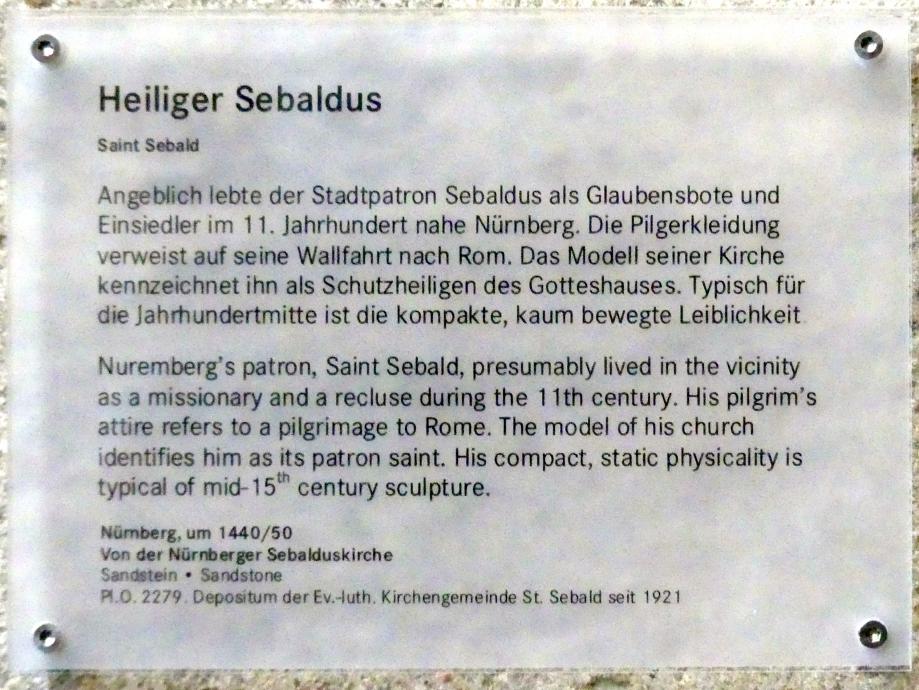 Heiliger Sebaldus, Nürnberg, Kirche St. Sebald, jetzt Nürnberg, Germanisches Nationalmuseum, Saal 32, um 1440–1450, Bild 4/4