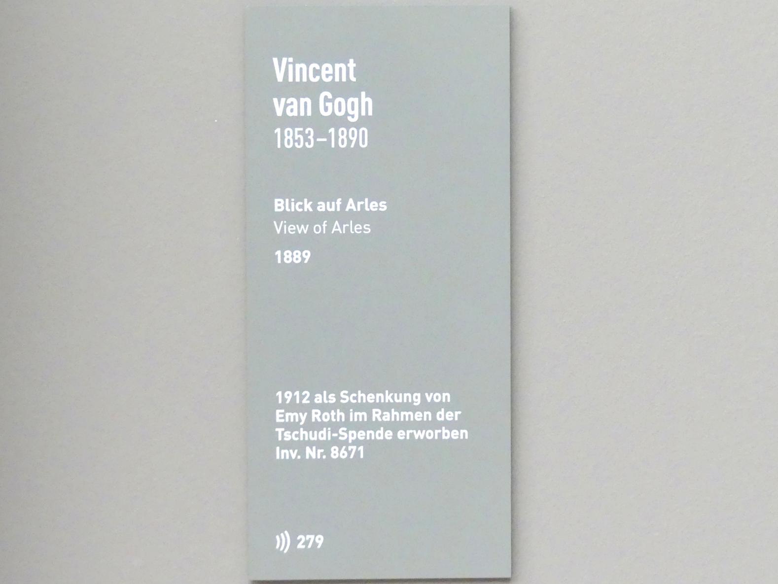 Vincent van Gogh (1882–1890), Blick auf Arles, München, Neue Pinakothek in der Alten Pinakothek, Saal III, 1889, Bild 2/2