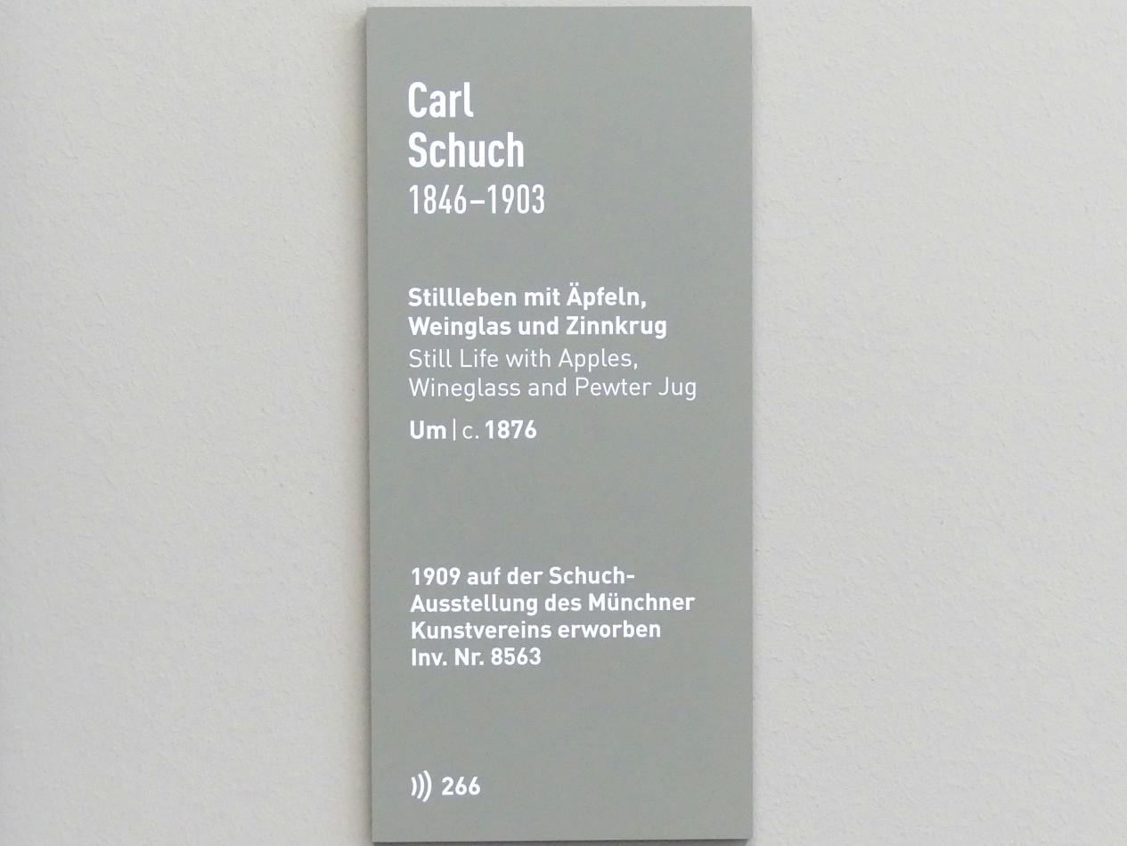 Carl Schuch (1876–1890), Stillleben mit Äpfeln, Weinglas und Zinnkrug, München, Neue Pinakothek in der Alten Pinakothek, Kabinett 1, um 1876, Bild 2/2