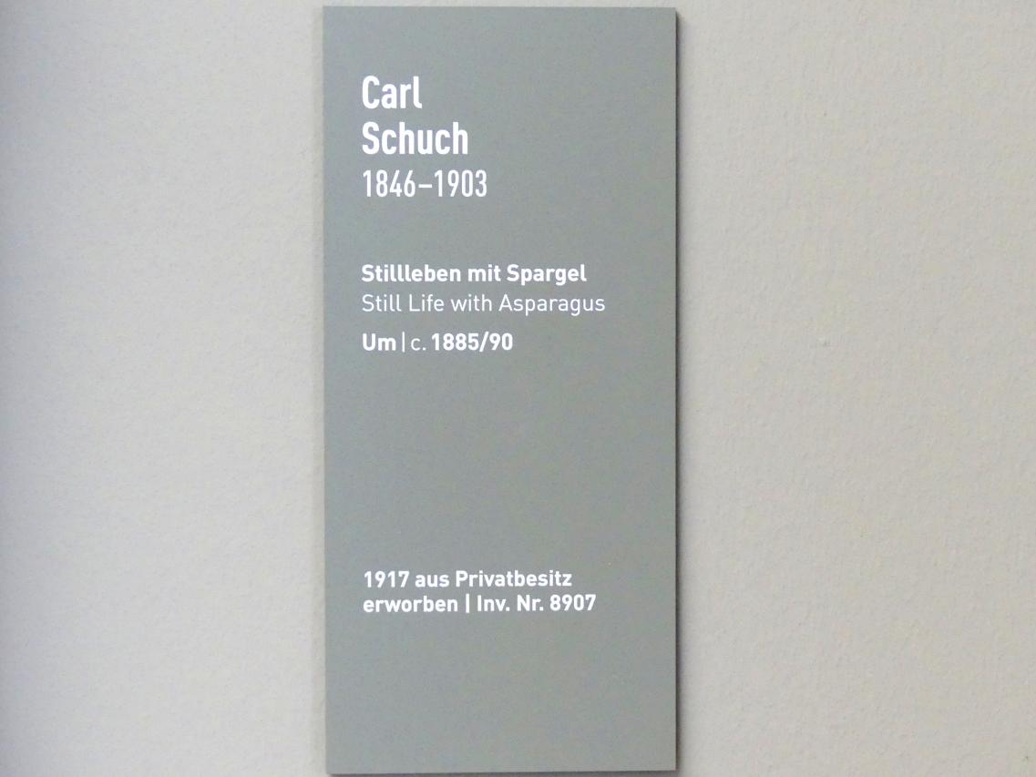 Carl Schuch (1876–1890), Stillleben mit Spargel, München, Neue Pinakothek in der Alten Pinakothek, Kabinett 1, um 1885–1890, Bild 2/2