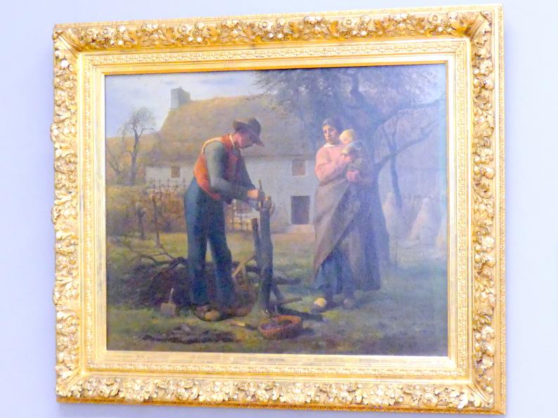 Jean-François Millet (1844–1872), Bauer beim Pfropfen eines Baumes, München, Neue Pinakothek in der Alten Pinakothek, Kabinett 2, 1855