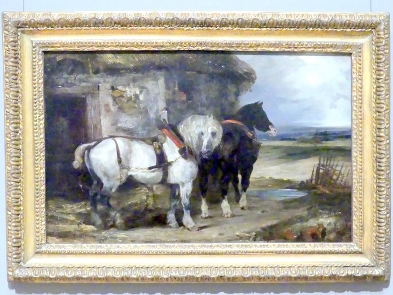 Eugène Delacroix (1820–1862), Zwei Pferde vor einem Stall, München, Neue Pinakothek in der Alten Pinakothek, Saal IIc, um 1825–1827, Bild 1/2