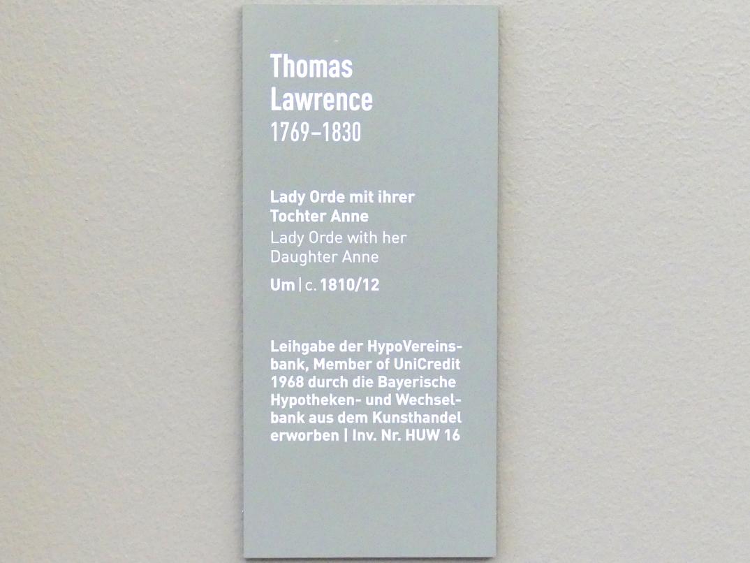 Thomas Lawrence (1789–1825), Lady Orde mit ihrer Tochter Anne, München, Neue Pinakothek in der Alten Pinakothek, Saal II, um 1810–1812, Bild 2/2