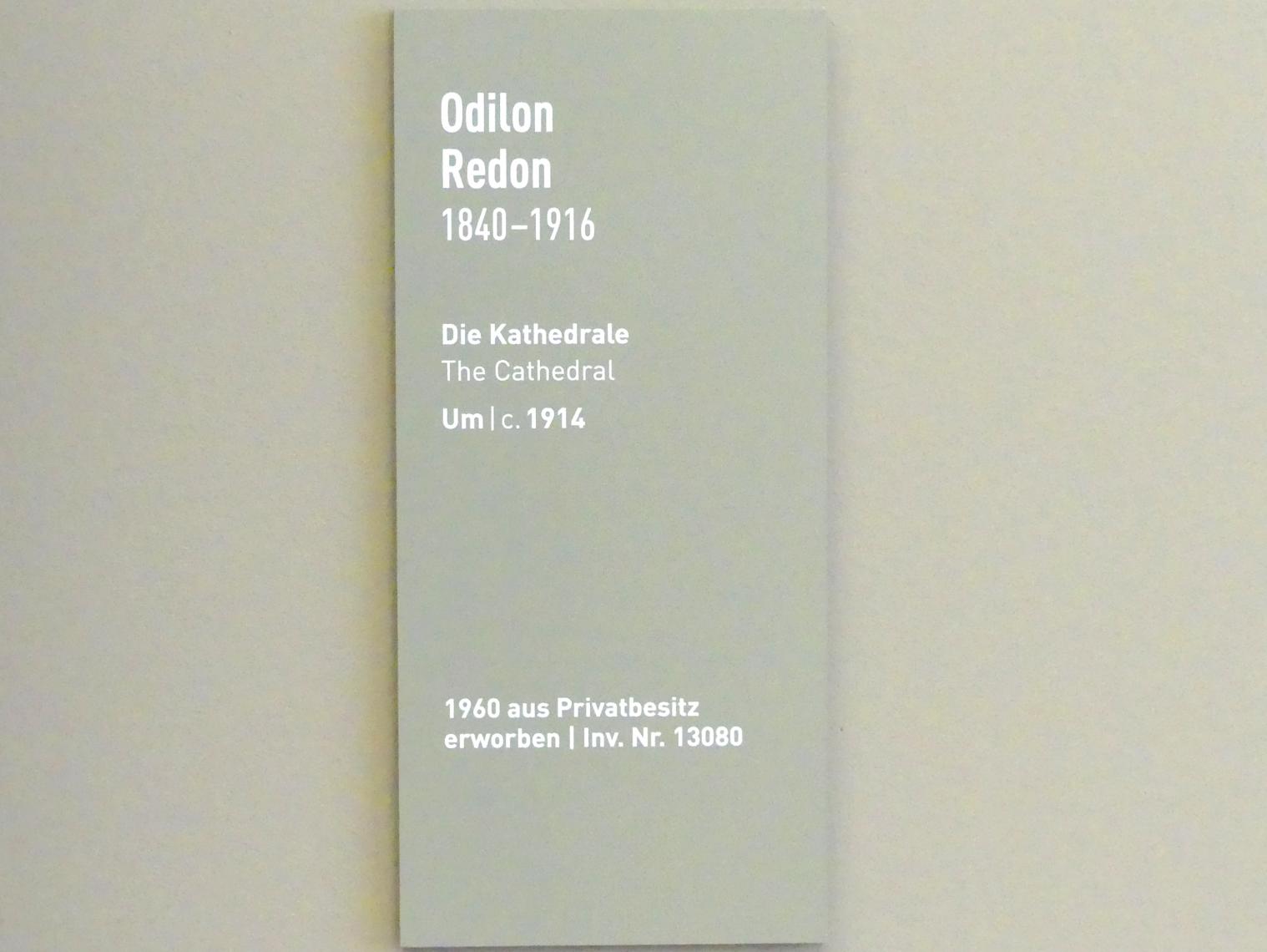 Odilon Redon (1875–1914), Die Kathedrale, München, Neue Pinakothek in der Alten Pinakothek, Saal IIb, um 1914, Bild 2/2