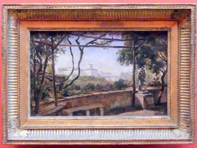 Johann Georg von Dillis (1796–1831), Blick von der Villa Malta in Rom auf den Quirinal, München, Neue Pinakothek in der Sammlung Schack, Saal 3, um 1816–1820, Bild 1/2