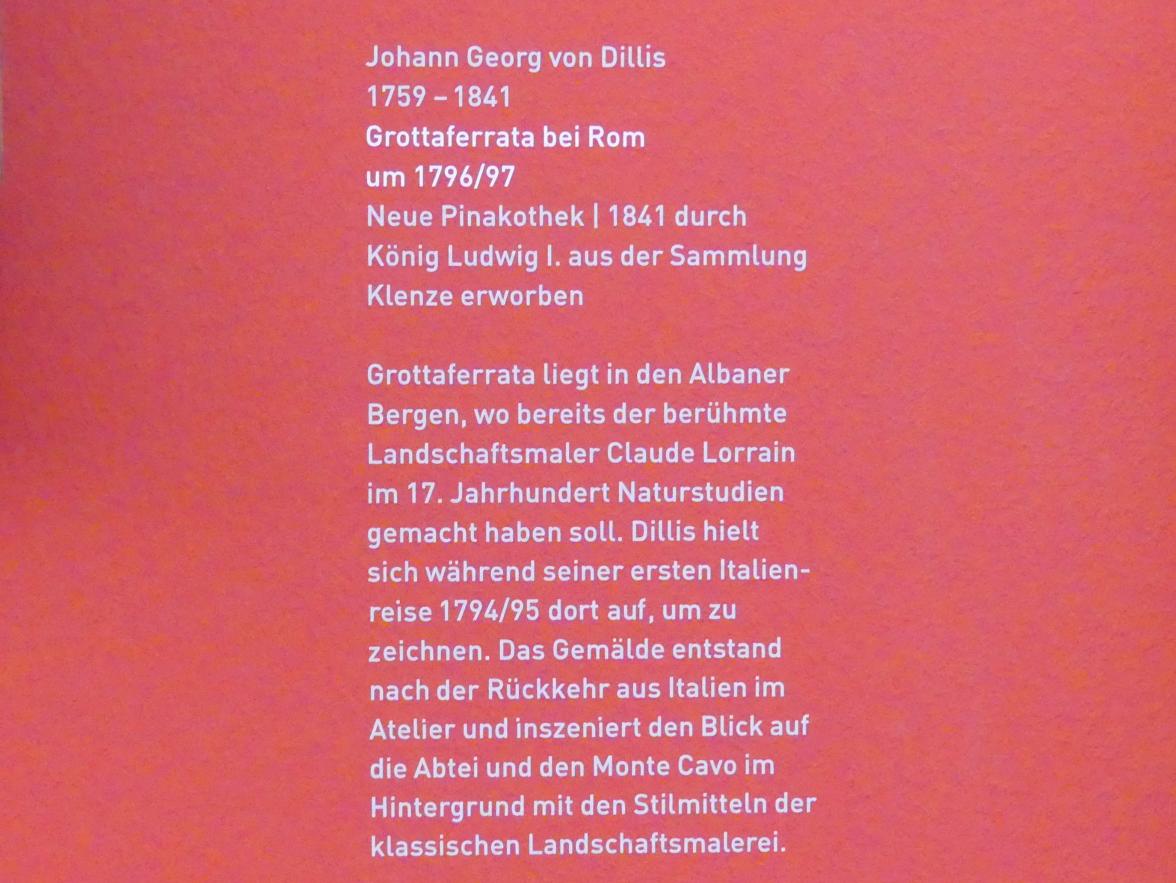 Johann Georg von Dillis (1796–1831), Grottaferrata in Rom, München, Neue Pinakothek in der Sammlung Schack, Saal 3, um 1796–1797, Bild 2/2