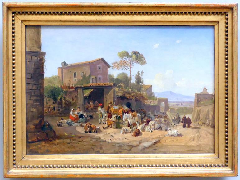 Heinrich Bürkel (1831–1851), Trattoria bei der Porta San Sebastiano vor Rom, München, Neue Pinakothek in der Sammlung Schack, Saal 19, um 1830–1832