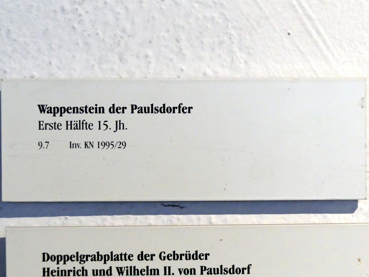 Wappenstein der Paulsdorfer, Regensburg, Historisches Museum, 1. Hälfte 15. Jhd., Bild 2/2