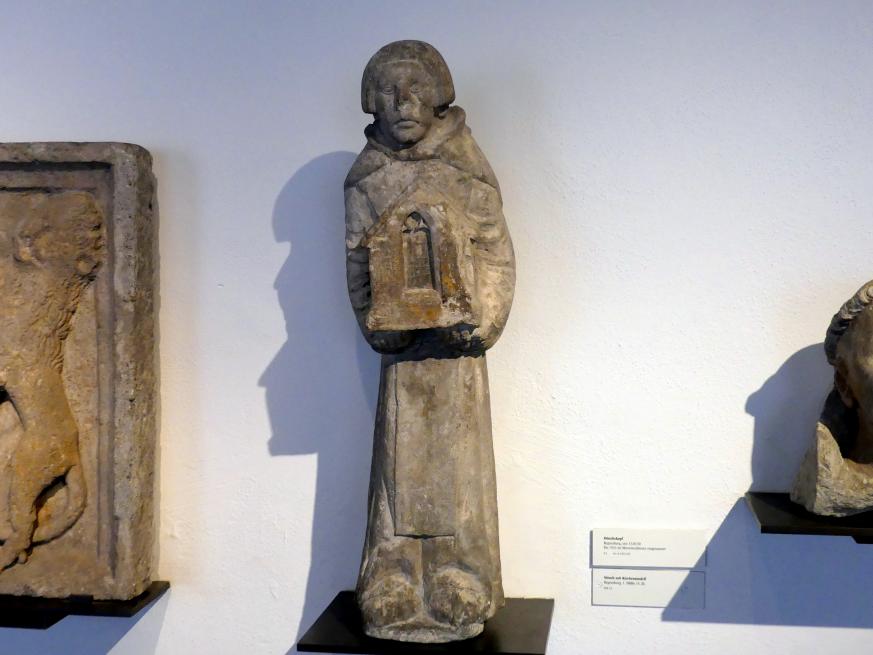 Mönch mit Kirchenmodell, Regensburg, Historisches Museum, 1. Hälfte 15. Jhd., Bild 1/3