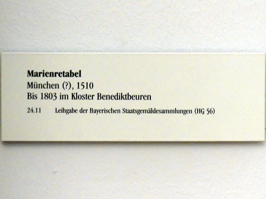 Marienretabel, Benediktbeuren, ehem. Benediktinerabtei, jetzt Salesianerkloster, jetzt Regensburg, Historisches Museum, 1510, Bild 2/2
