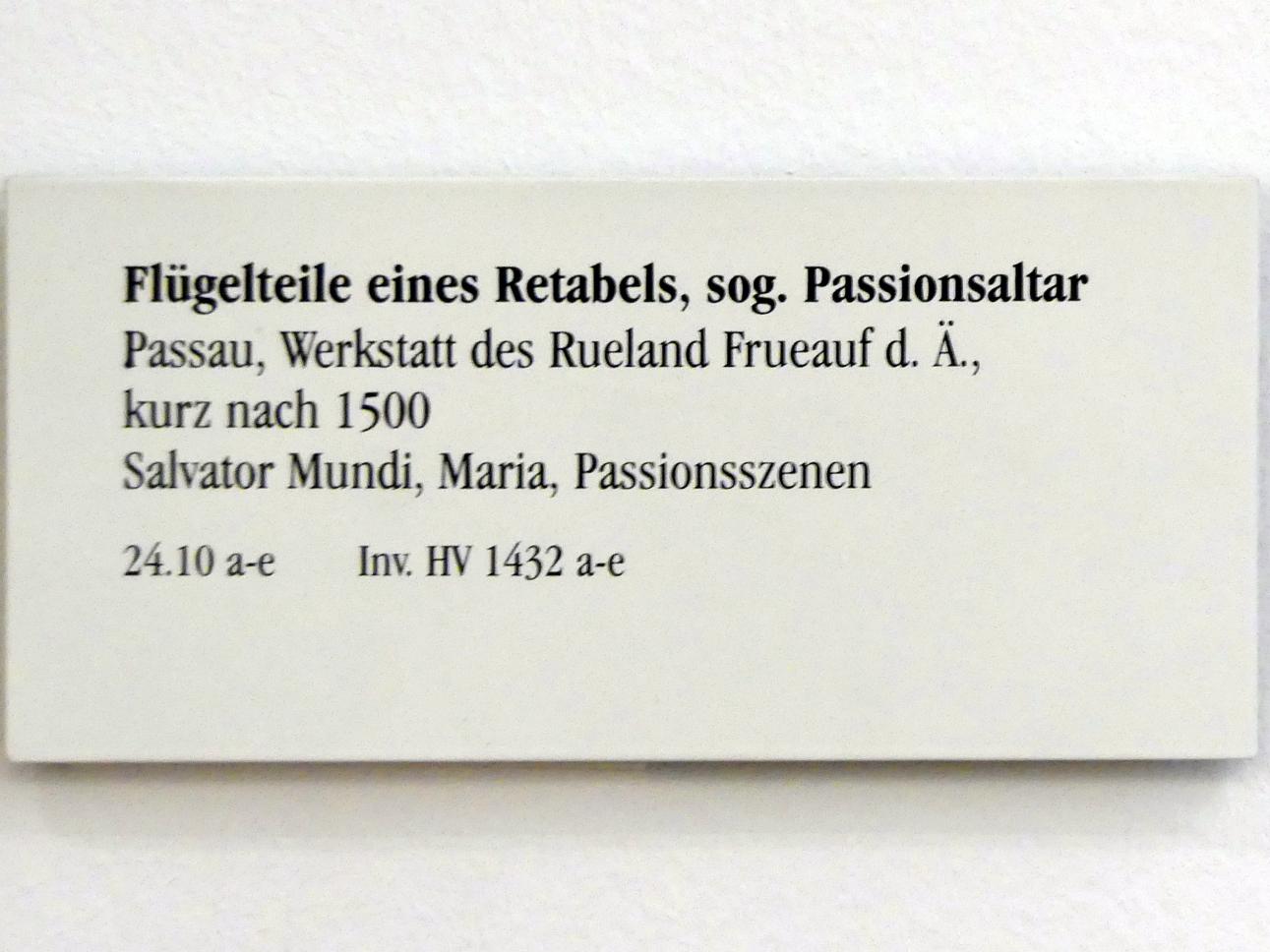 Rueland Frueauf der Ältere (1490–1501), Flügelteile enes Retabels, sog. Passionsaltar, Regensburg, Historisches Museum, nach 1500, Bild 3/3