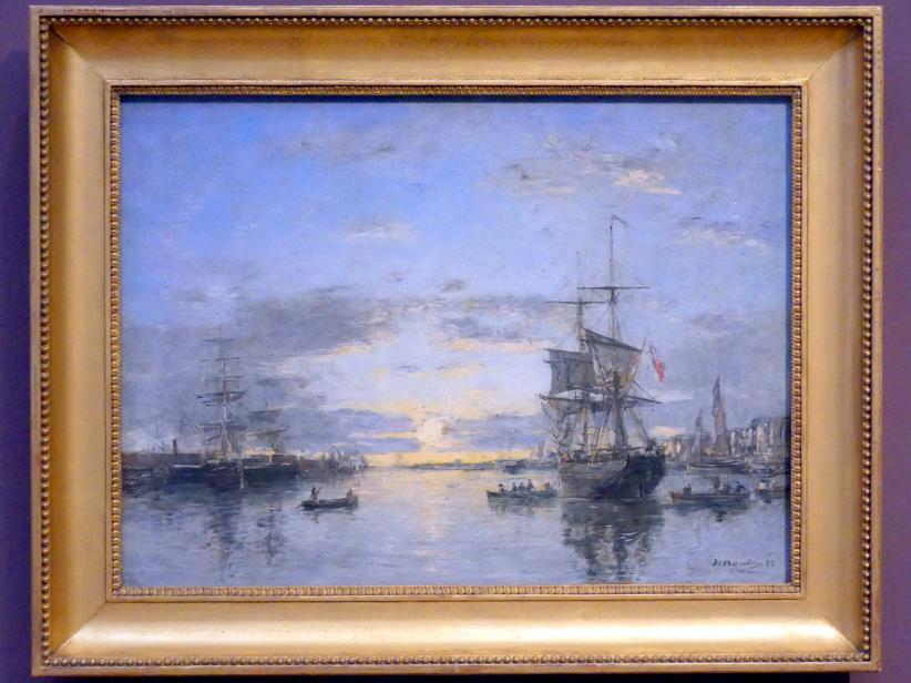 Eugène Boudin (1856–1895), Le Havre. Der Außenhafen bei Sonnenuntergang, Potsdam, Museum Barberini, Saal B7, 1882, Bild 1/2