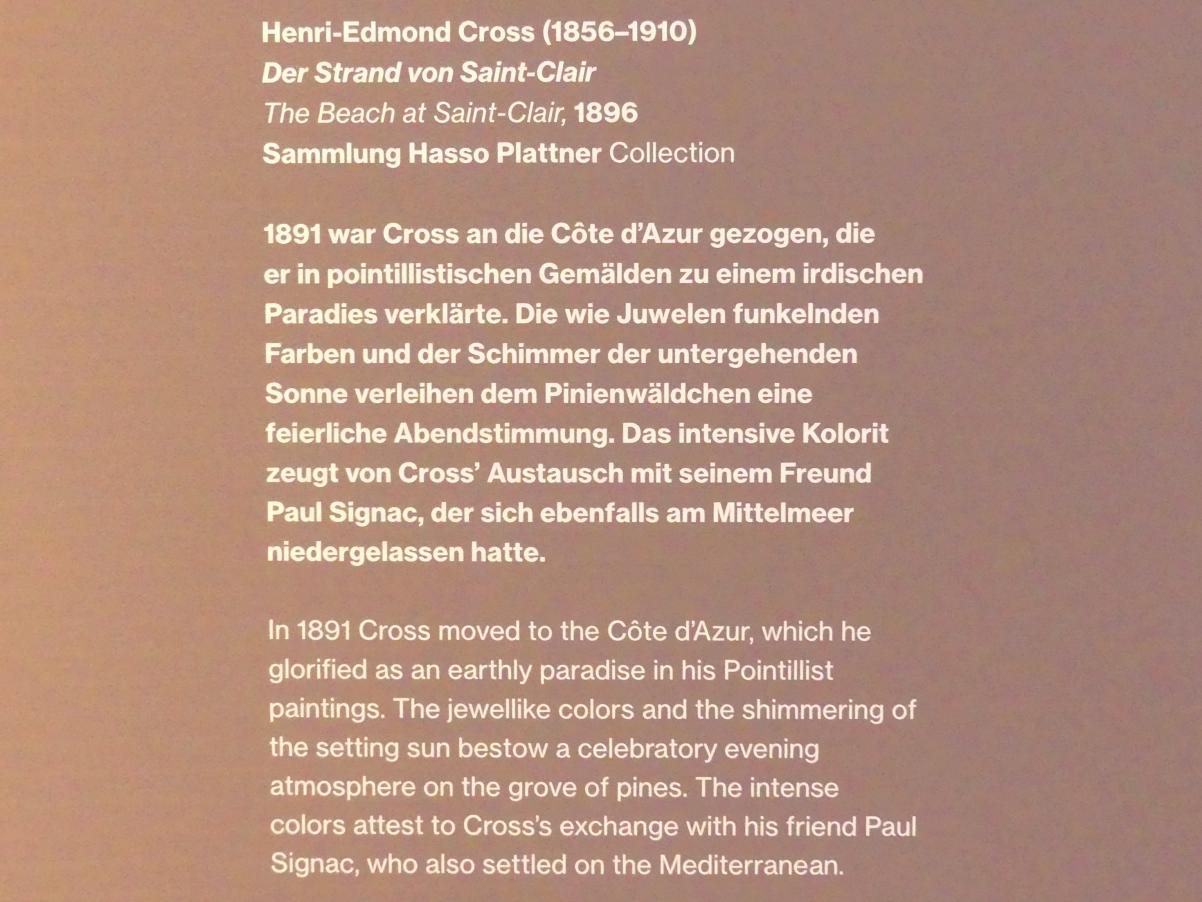 Henri Edmond Cross (1890–1902), Der Strand von Sainte-Clair, Potsdam, Museum Barberini, Saal A6, 1896, Bild 2/2