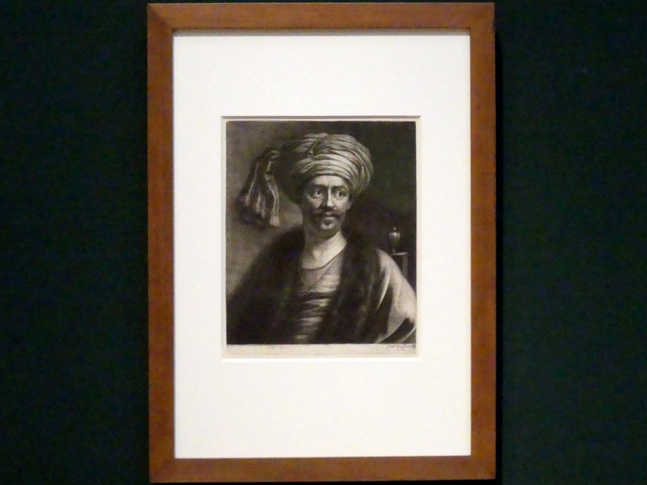 Wallerant Vaillant (1658–1667), Bildnis Sultan Süleymans II. (?), Potsdam, Museum Barberini, Ausstellung "Rembrandts Orient" vom 13.03.-27.06.2021, Saal A5, um 1658–1677, Bild 1/3