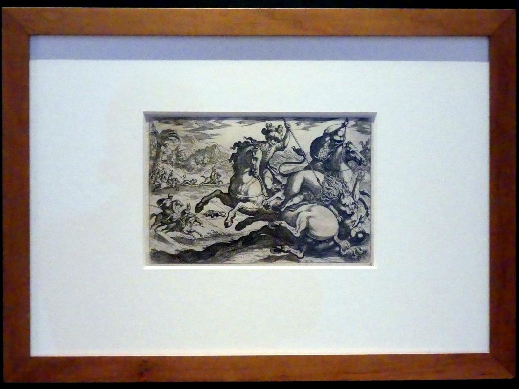Antonio Tempesta (1595–1620), Löwenjagd, Potsdam, Museum Barberini, Ausstellung "Rembrandts Orient" vom 13.03.-27.06.2021, Saal A5a, 1595