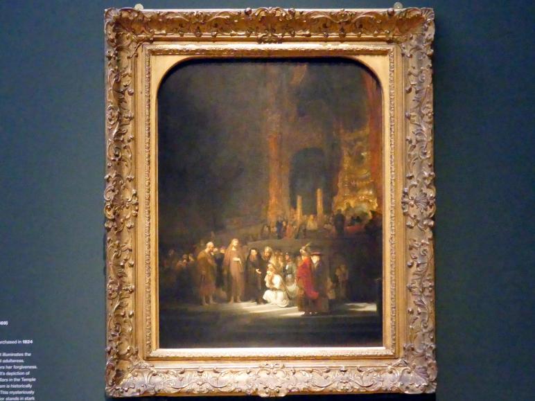 Rembrandt (Rembrandt Harmenszoon van Rijn) (1627–1669), Christus und die Ehebrecherin, Potsdam, Museum Barberini, Ausstellung "Rembrandts Orient" vom 13.03.-27.06.2021, Saal A5a, 1644