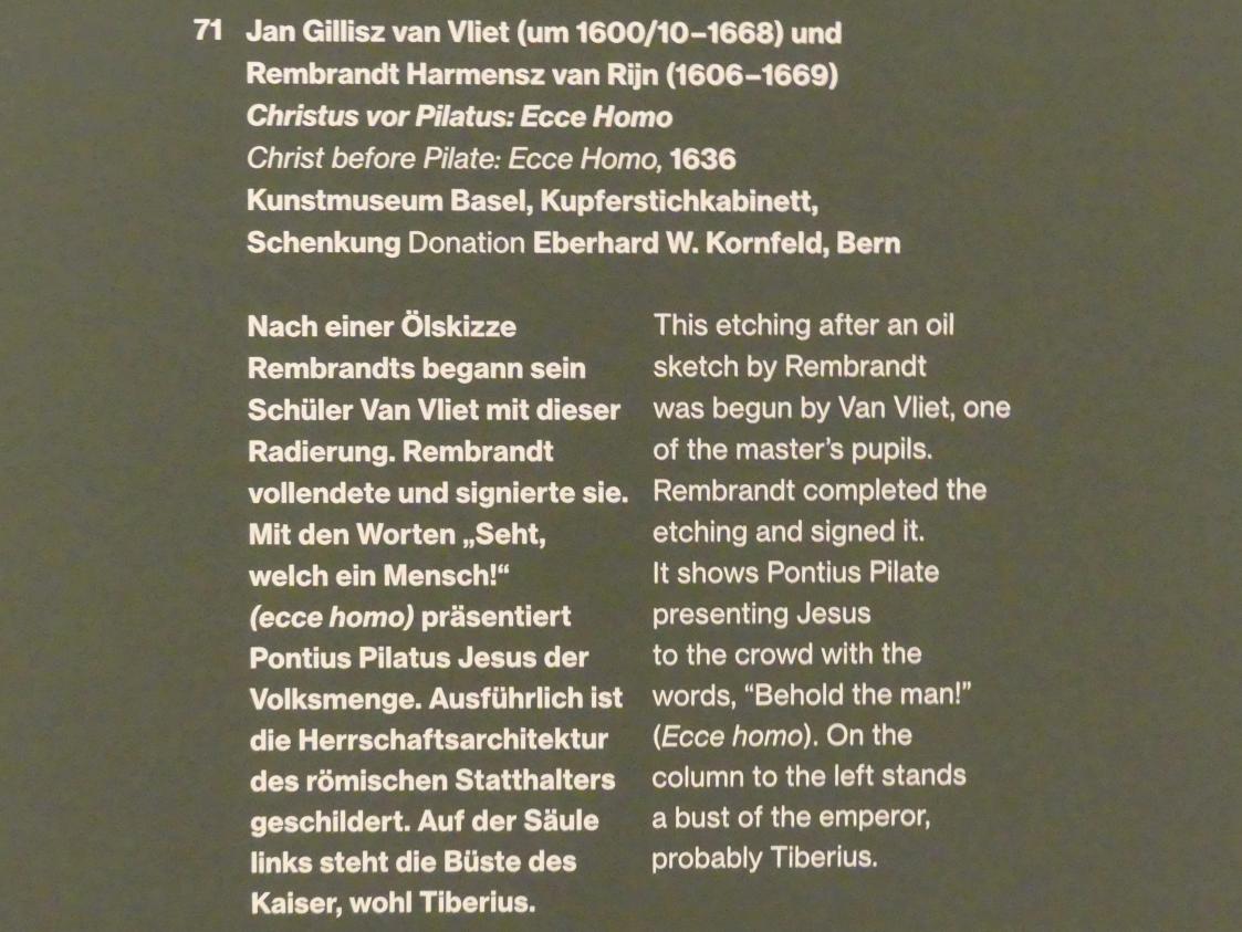Jan Gillisz van Vliet (1636), Christus vor Pilatus: Ecce Homo, Potsdam, Museum Barberini, Ausstellung "Rembrandts Orient" vom 13.03.-27.06.2021, Saal A5a, 1636, Bild 3/3