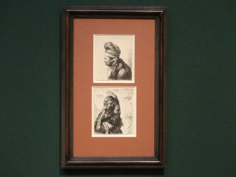 Rembrandt (Rembrandt Harmenszoon van Rijn) (1627–1669), Dritter Orientalenkopf, Potsdam, Museum Barberini, Ausstellung "Rembrandts Orient" vom 13.03.-27.06.2021, Saal B5, 1635, Bild 1/3