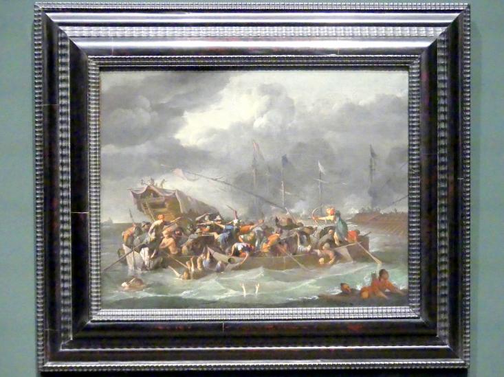 Johannes Lingelbach (1653–1675), Seeschlacht zwischen Christen und Türken, Potsdam, Museum Barberini, Ausstellung "Rembrandts Orient" vom 13.03.-27.06.2021, Saal A2, um 1670–1674