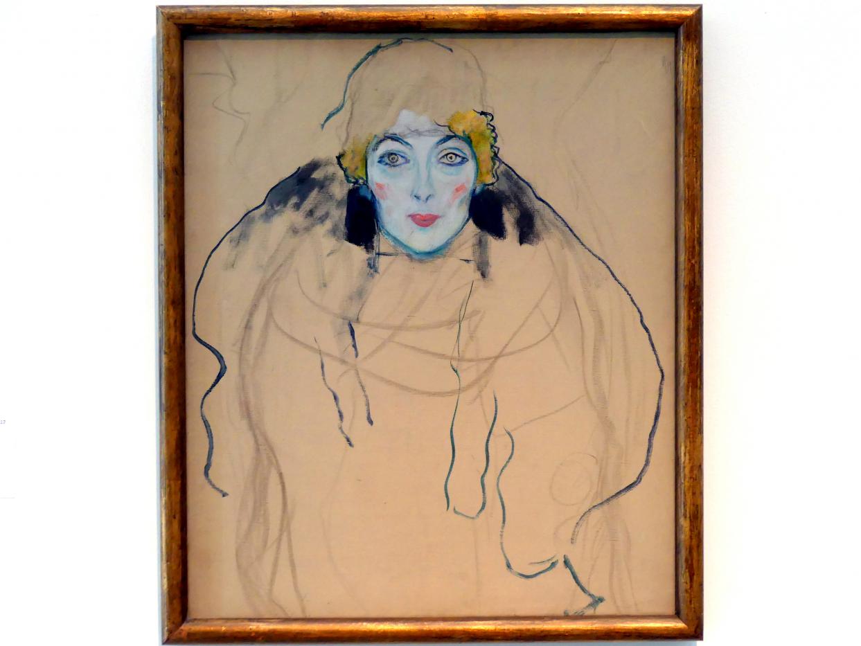 Gustav Klimt (1891–1917), Frauenkopf, Linz, Lentos Kunstmuseum Linz, Saal 2 - Wien um 1900, 1917
