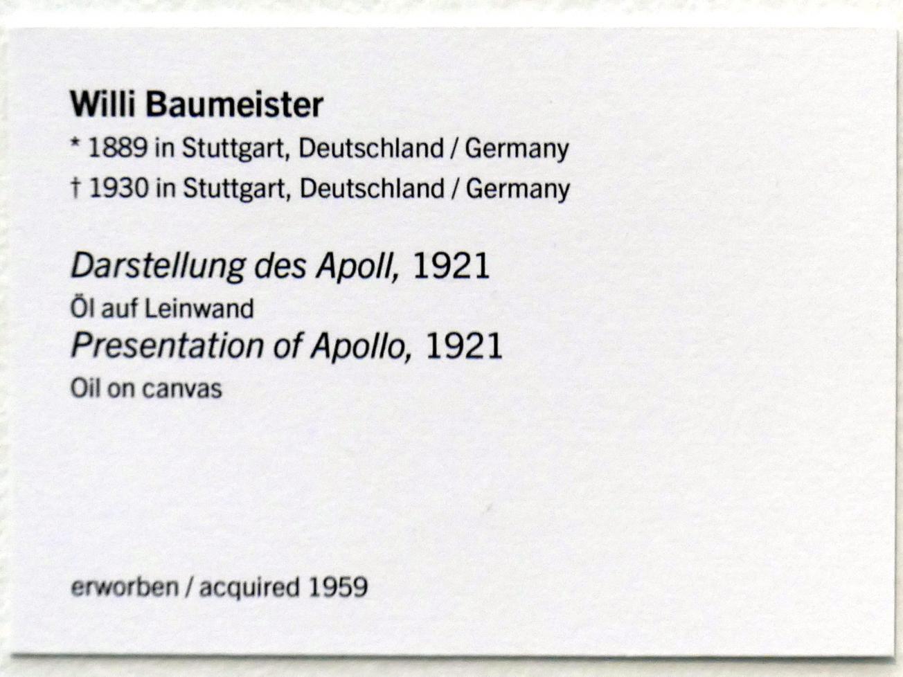 Willi Baumeister (1913–1955), Darstellung des Apoll, Linz, Lentos Kunstmuseum Linz, Saal 3 - Wege zur Abstraktion, 1921, Bild 2/2