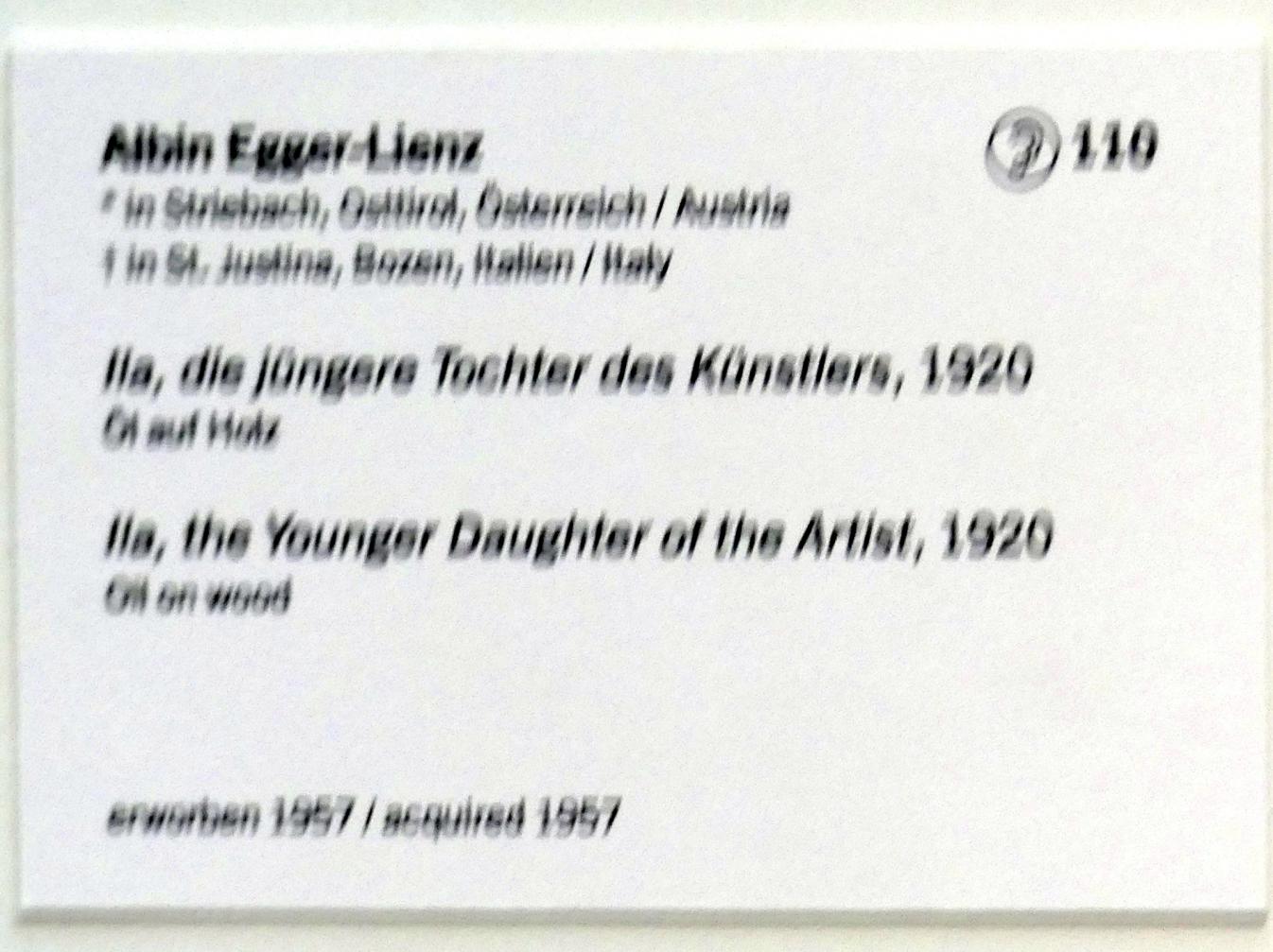 Albin Egger-Lienz (1899–1924), Ila, die jüngere Tochter des Künstlers, Linz, Lentos Kunstmuseum Linz, Saal 4 - Neue Sachlichkeit, 1920, Bild 2/2