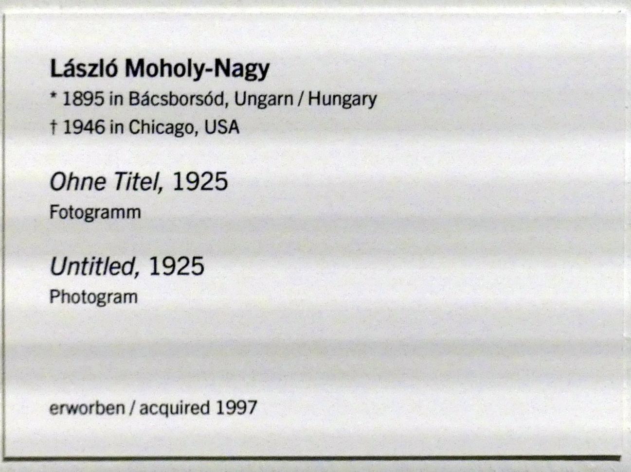 László Moholy-Nagy (1919–1946), Ohne Titel, Linz, Lentos Kunstmuseum Linz, Saal 5 - Fotokabinett, 1925, Bild 3/3