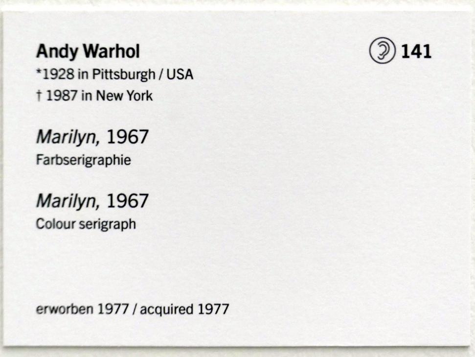 Andy Warhol (1956–1986), Marilyn, Linz, Lentos Kunstmuseum Linz, Saal 9 - Das Jahrzehnt des Aufbruchs, 1967, Bild 2/2