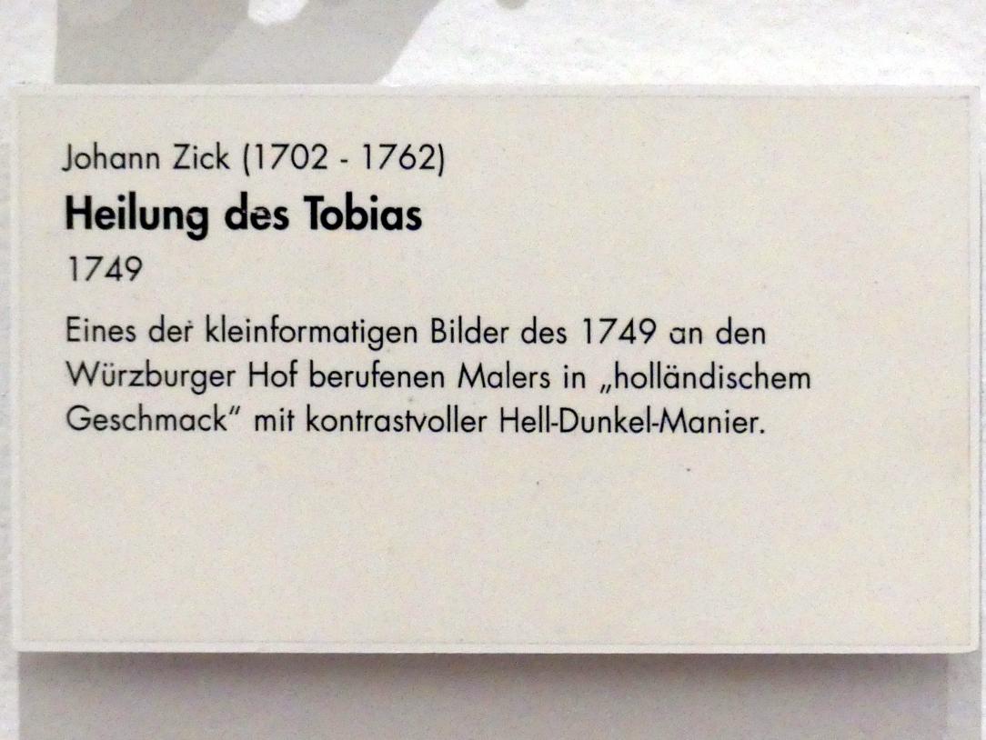 Johannes (Johann) Zick (1749–1756), Heilung des Tobias, Würzburg, Museum für Franken (ehem. Mainfränkisches Museum), Vorsaal, 1749, Bild 2/2